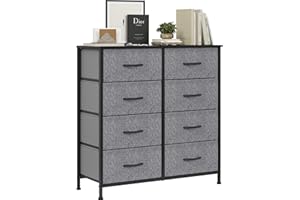 Farini 8 Drawers Dresser for Bedroom, Fabric Drawers Chest Tower with Durable Steel Frame, MDF Top and Adjustable Feet for Bedroom & Home Organization