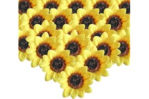 SLFYEE 50pcs 8cm Künstliche Sonnenblumen Kopf Kunstblumen Sonnenblumen Seidenblumen Sunflowers Plastikblumen Deko für Hochzeit Party Tischdeko Fotografie DIY Handwerk Dekoration