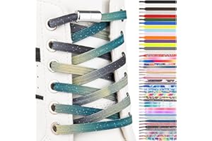 SULPO Płaskie elastyczne sznurówki bez wiązania - Sznurowadła bez wiązania z metalowym zapięciem - Gumowe sznurówki do sneakersów, butów sportowych i casualowych - Dla dorosłych i dzieci