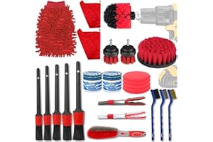 GOH DODD Car Detailing Kit, 24 Pieces Detailing Brush Set Car Interior Detailing Kit for Wash Cleaning Wheels, Interior, Exterior, Leather, Dashboard, Air Vents, Emblems