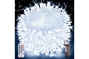 Auriostar Outdoor Christmas Tree Lights, 20M 200 LEDs Xmas Fairy Lights Indoor Mains Powered with 8 Modes/Timer/Remote, IP44 Waterproof Outside Garden Lights for Bedroom/Party/Wedding/Tree/Home