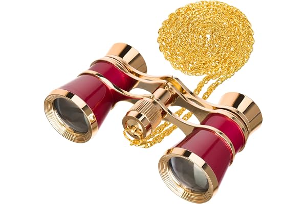 Levenhuk Broadway 325B 3x25 Compact Lightweight Stylish Opera Glasses – Vintage Theatre and Concert Binoculars for Women with Elegant Metal Chain, Red