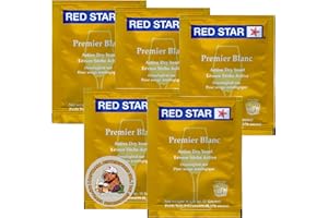Red Star Premier Blanc Wine Yeast (Pack of 5) - Ideal for Making Wine, Cider, Mead, Kombucha at Home - 5g Sachets - Saccharomyces cerevisiae - Sold by CAPYBARA Distributors Inc.