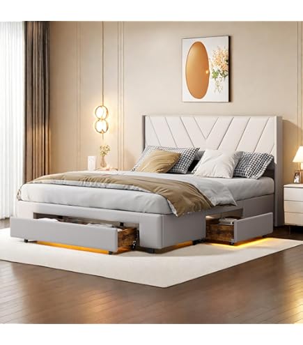 Bedkast - Tweepersoonsbed - Opbergbed - Led Bed - Ladebed - 140x200 Cm Pu Leer Usb Oplaadpoorten