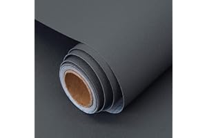 Decoroom Sticky Back Plastic Self Adhesive Wallpaper Dark Grey 90X500cm Peel and Stick Wallpaper Vinyl Wrap Easy to Clean for Cupboard Living Room Bedroom Furniture Stickers