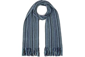 LOVARZI Echarpe homme en laine mérinos Made in L'Europe - écharpe hiver homme laine mérinos très douce à rayures