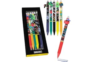 Online 6x stylo roller effaçable set cool, encre gel bleu magiXX Fun, ergonomique avec partie soft grip, rechargeable, ideal pour enfants et pour l'école, pointe moyenne