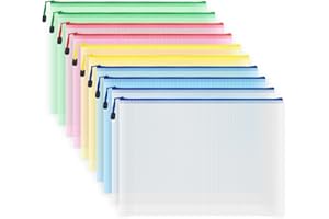 ‎COWORK-UP COWORK-UP 10 Stücke Dokumententasche A3, Kunststoff Datei Taschen mit Reißverschluss für Datei, Papier, Dokumente, Kosmetika, Hausaufgaben und Reisezubehör