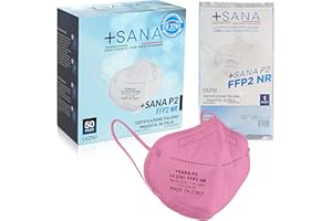 +SANA PROTEGGITI PER PROTEGGERE Mascherine Ffp2 Certificate CE 2761 Ente Certificatore Italiana ITEC 100% Made In Italy PROTEGGITI PER PROTEGGERE Ffp2 5 strati BFE ≥99% 50 Pezzi Rosa