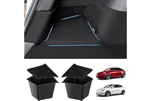 CARERSTEN Tesla Model Y Organiseur de coffre 2 pièces Boîte de rangement Tesla Poches latérales de coffre arrière Organiseur pour Tesla Model Y Accessoires de voiture pour 2022 2023 Noir