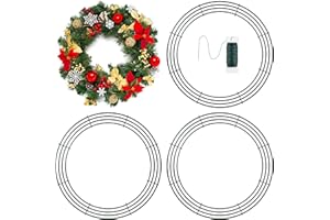 Vivantia 4 Pack Christmas Wire Wreath Frames, Metal Wreath Rings 16 Inch, Green DIY Crafts Wedding Garland Ring with Floral Wire for Christmas Garden & Home Decorations