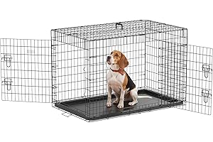PawHut Transportín de Perro de 2 Puertas Jaula de Alambre para Perros Plegable con Asa Acero 106x71x76cm Negro