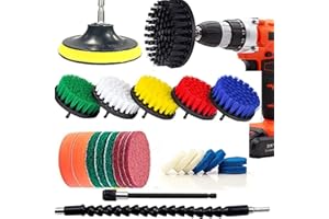 HUAWELL Set di 24 accessori per la pulizia di fughe, piastrelle, lavandini, vasche da bagno, cucina, auto, piscina, barca, tappeti, stucco