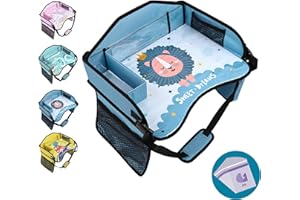 Amoilly Plateau siège pour enfants, plateau pour tout-petits, plateau de voyage pour voiture, avion, plateau de voiture pour enfants essentiels de voyage sur la route (bleu)