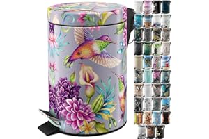 Sanilo Cestino bagno pattumiera da 3L con meccanismo di chiusura ammortizzato, tanti nuovi cestini per cosmetici da bagno tra cui scegliere, cestino completo di contenitore interno (Colibrì)