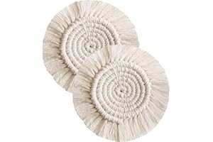 Hocaies Cotone Sottobicchieri in Treccia Tazza in Macramè Fatta a Mano Set Tovaglietta Boho Decorazione Per Tazze Bevande Birra Caffè (Tipo A 2 Pezzo)