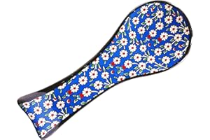 HeraCraft Hand Painted Spoon Rest Coaster - 24.5cm/9.7" inc - Ottoman Tulip Patterned Stylish Kitchen On Top Counter Ceramic Spoon Holder - Best Birthday Housewarming Gift Idea