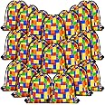 Shappy 24 Packs Building Block Party Favors Building Blocks Drawstring Gift Bags Candy Goodie Treat Bags for Birthday Party Supplies Decorations