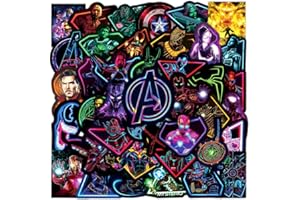 LYLSDSB Lot de 100 autocollants Superheld Avengers imperméables en vinyle pour ordinateur portable, bagages, ordinateur, skateboard, moto, Noctilucent Marvel Super-héros pour enfants