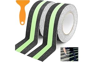 TANGHSE 2Rolls 50mm* 5M Anti-Slip Grip Tape Glowing in Dark, High Traction Fluorescent Safety Tape, Warning Tape Improves Grip and Non Slip Safety Stair Treads for Indoor & Outdoor