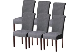 KELUINA Moderne Stuhlhussen 1er/2er/4er/6er Set, Stretch Stulhhussen Schwingstuhl Elastisch Abnehmbarer Waschbarer Universal Stuhlbezug für Hotel Bankett Hochzeit Party Deko (Dunkelgrau,6 Stück)