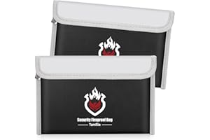 Tamfile Small Fireproof Bag 2-Pack, 8.3"x5.1" Non-Itchy Silicone Coating Fireproof Money Bag Set with Zipper, Cash Pouch with Reflective Strip for A5 Documents, Valuables, Jewelry, Passport, Car Keys