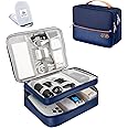 Seagull flight of fashion Nylon Double Layer Electronic Gadget Organizer Case, Cable Organizer Bag For Accessories With Mobile Stand - 27 X 20 X 9 Cm - Navy Blue - Model 2