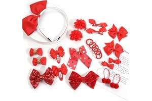 MUFEKUM Mädchen Schule Haarschmuck Set, Rot Schleife Haarspangen Schleife Stirnband Haarschmuck für Mädchen Kinder Weihnachten Geburtstag Geschenk (Rot)