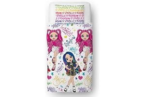 Rainbow High Set copripiumino per letto singolo ufficiale per bambini, design bagliore, reversibile su 2 lati, con federa coordinata, set da letto singolo Character World Brands
