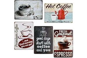 Plåtskyltar Retro 5-pack, café Dekoration Metallskylt Personlig 30 x 20 cm, Vintage Dekoration för Café, Restaurang, Lounge