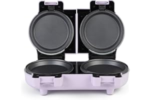 Giles & Posner Double Waffle Maker – Mini Dual Snack Maker, Removable Non-Stick Cooking Plates, Compact, Includes 4 Snack Plates & 4 Waffle Plates, Easy to Clean, Pastel Purple, EK5923GSPP