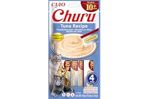 INABA Churu Senior smakołyk dla kotów z 30% tuńczykiem, kwasy tłuszczowe Omega 3, z oleju łososiowego, tauryny, tylko 7 kcal na tubkę, smakołyk dla zdrowych kotów, karma dla seniorów 56 g (1