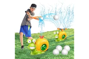 VI AI Aspersor de agua juguete de béisbol para niños, 2 en 1, juego de agua de verano con 2 cabezas de aspersor, 360 ° Roating Spray Agua Béisbol Patio Trasero Spinning para niños y niñas