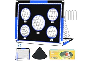 Gofady Porte da Calcio per Bambini 2 in 1, Portatile Pop Up con 5 Fori per Sparare e Borsa di Trasporto, Rete da Calcio per Interni ed Esterni Giardino/Casa