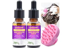 GOLDWORLD Rosemary Oil for Hair Growth,Diluted Rosemary Oil with Sclap Massager&Ebook,Hair Growth Oil Serum with Castor Oil Biotin Argan for Dry Damaged Hair,Hair Ingrown Loss Treatments for Women Men