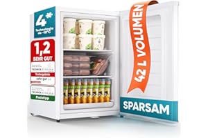 Stillstern Mini Gefrierschrank klein & leise 42L, Tiefkühltruhe mini Freezer -18°C mit Eiswürfelschale & Schloss, Türanschlag r./l., 4-Sterne Tiefkühlschrank klein Gefrierschränke Camping/Büro Weiß