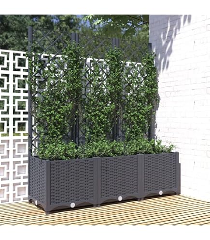 Jardinière avec treillis - Bac à Fleurs - Pot De Fleurs Blanc 40x40x136 cm PP