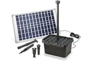 esotec Kit de filtres solaires pour bassin Starter 25/1250, pompe 1250l/h, 3 asperseurs, module solaire 25 watts, pompe de bassin pour l'extérieur, nettoyage du bassin de jardin 100903