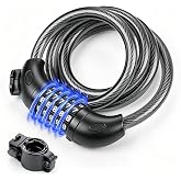 GRIFEMA GAK1203-12 Anti-Theft Bicycle Lock, Security Cable Lock with 5 Digits Combination for Bicycles, Motorcycles, Scooters