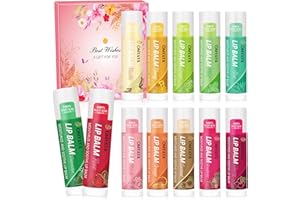FONTOEN Balsamo Labbra 4.8g, Set di 12 Burrocacao labbraclassico, fondente sulle labbra, Lip balm con burro di karité idratante fino a 24 ore,regalo donna compleanno,donna idee regalo natale 2025