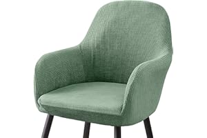 HEAVENLIFE Fundas de Silla de Comedor con Brazos, Fundas de Sillón Elásticas, Cubierta para Sillas Ajustables con Respaldo, Modernas Estilo Nórdico Cubiertas de Butacas para Salón Hogar Oficina (Verde)
