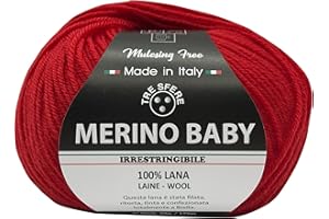 FILATI ITALIANI lana Merino Baby 100% merinos da 50g - 175 metri per uncinetto 3 per copertine da nenonato e capi di abbigliamento di qualita superiore - made in italy (rosso - 05, BABY)