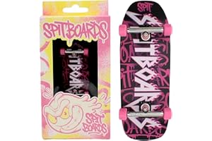 SPITBOARDS® Touche Oldschool Cruiser Pro de 34 mm, pré-assemblée, bois à 5 couches, camions professionnels, écrous de verrouillage, roues à roulement en uréthane 60D Pro, graphiques réels, bande
