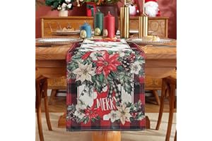 FARYODI Runner da tavola natalizio, 40 x 140 cm, impermeabile, lungo, rosso, per inverno, Natale, feste, vacanze, decorazione