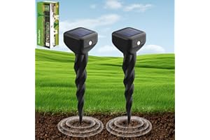 Dufuso Anti Taupe Solaire Ultrasons Lot de 2, Répulsif à Vibration et Ultrasons pour Taupes, Écureuils et Serpents, Protection Jardin IP65, Résistant aux Intempéries