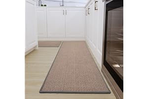 SIXHOME Non-Slip Washable Modern Absorbent Kitchen Floor Mats - Stain-Resistant, 2 Pieces (40x60cm + 40x120cm) Grey