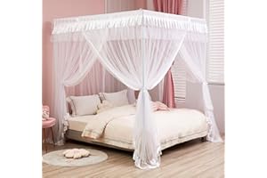 Mengersi Betthimmel, Betthimmel, King-Size-Bett, Bettvorhänge, Moskitonetz für Bett – königliche, luxuriöse, gemütliche Vorhänge (King-Size, weiß)