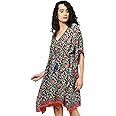 KE KANHA EXPORTS short Kaftan for women's & girls unique border design and tassel stretchable adjustable drawstring free size western kaftan fit flared floral all seasons