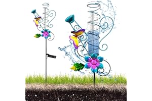 HOSPAOP Pluviomètre Solaire de Jardin avec LED et Piquet – Verre Résistant au Gel, Mesure Précise des Précipitations pour Pelouse, Terrasse, Champs, Patio, Déco Extérieure