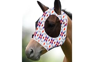 Harrison Howard Elasticidad Máscara de Mosca de Caballo Magnífico Comodidad con protección UV Estándar Máscara de Mosca de Caballo para Caballo-Tribal Abstracto (M)